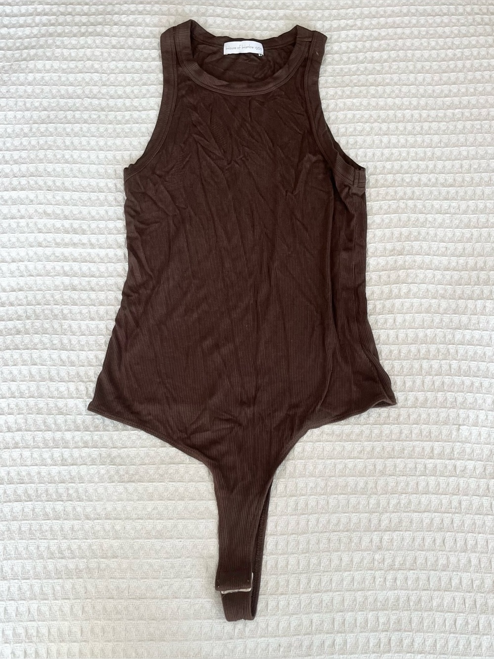 House of Harlow 1960 Chocolate Brown Ribbed Tank Bodysuit